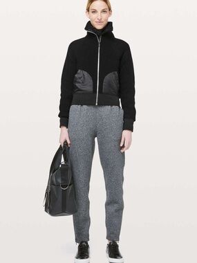 lululemon athletica Black Bomber Jacket with Satin Pocket Panels